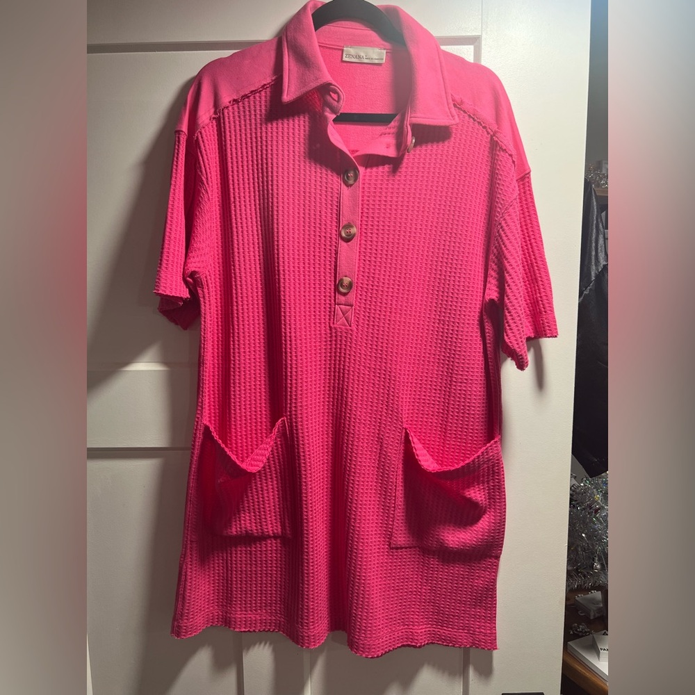 ZENANA Waffle Knit Dress with Pockets